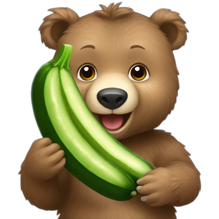 baby grizzly eating cucumber emoji