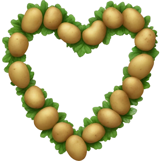 beige heart adorned with potatoes garland emoji