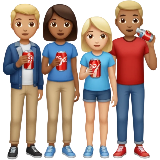 A group of thristy people having soda. emoji