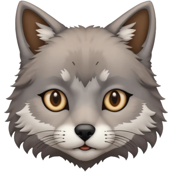Cat and wolf mix with small slim eyes emoji