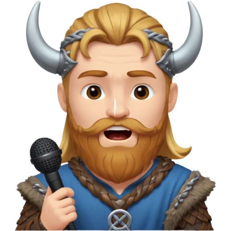 viking singing with micro, half body emoji
