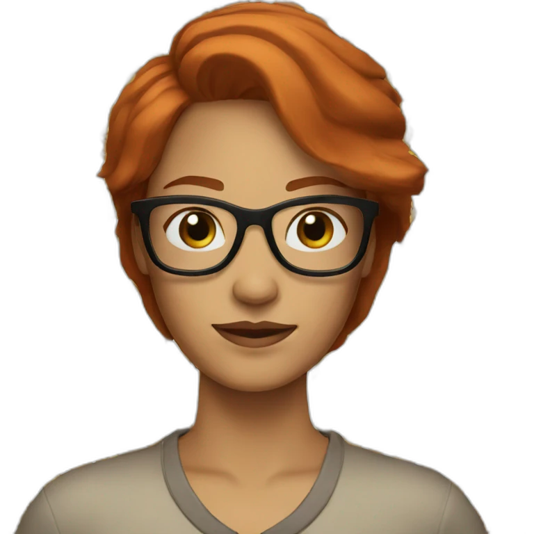 WOMAN WITH MIDDLE PART, AUBURN RED HAIR, BROWN GLASSES emoji