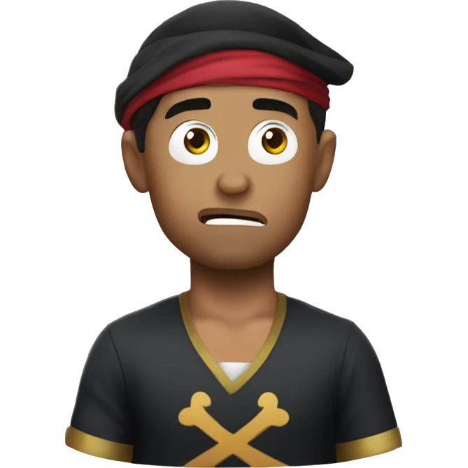 Ronaldo shocked with is one hand on his face and dressed as a pirate emoji