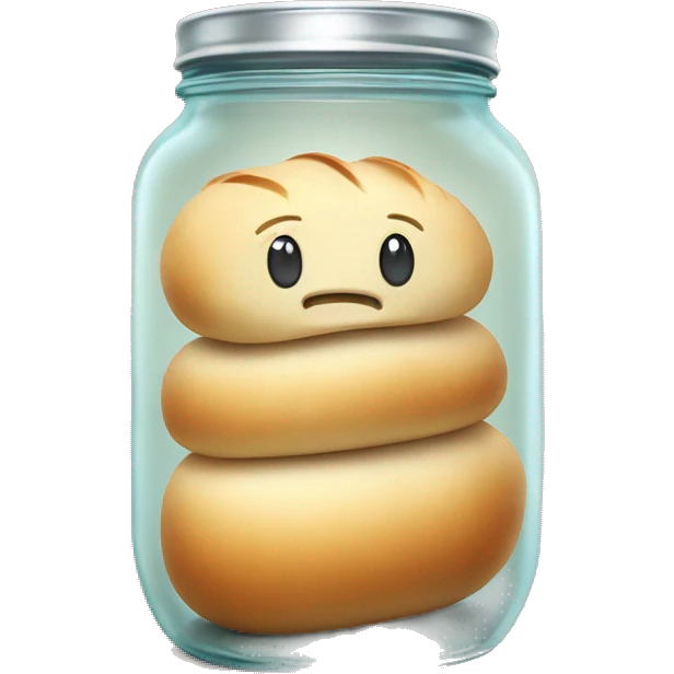 Lump of bread dough in a mason jar emoji