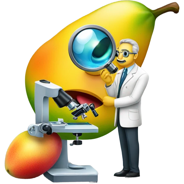 Mango with monocle and microscope emoji