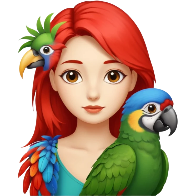 Girl with a parrot on her shoulder emoji