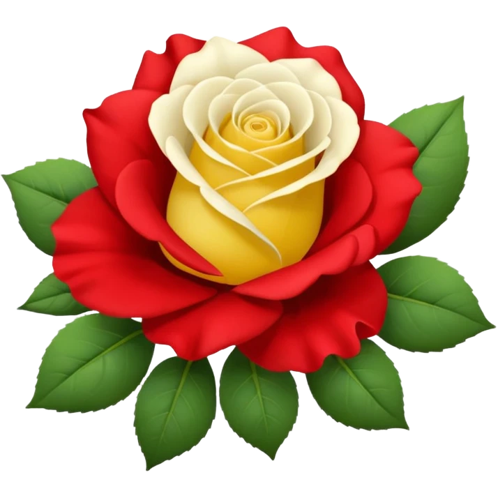 One red flower and one white flower and one small yellow rose below them emoji