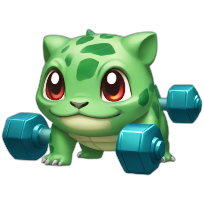 bulbasaur with dumbbells emoji