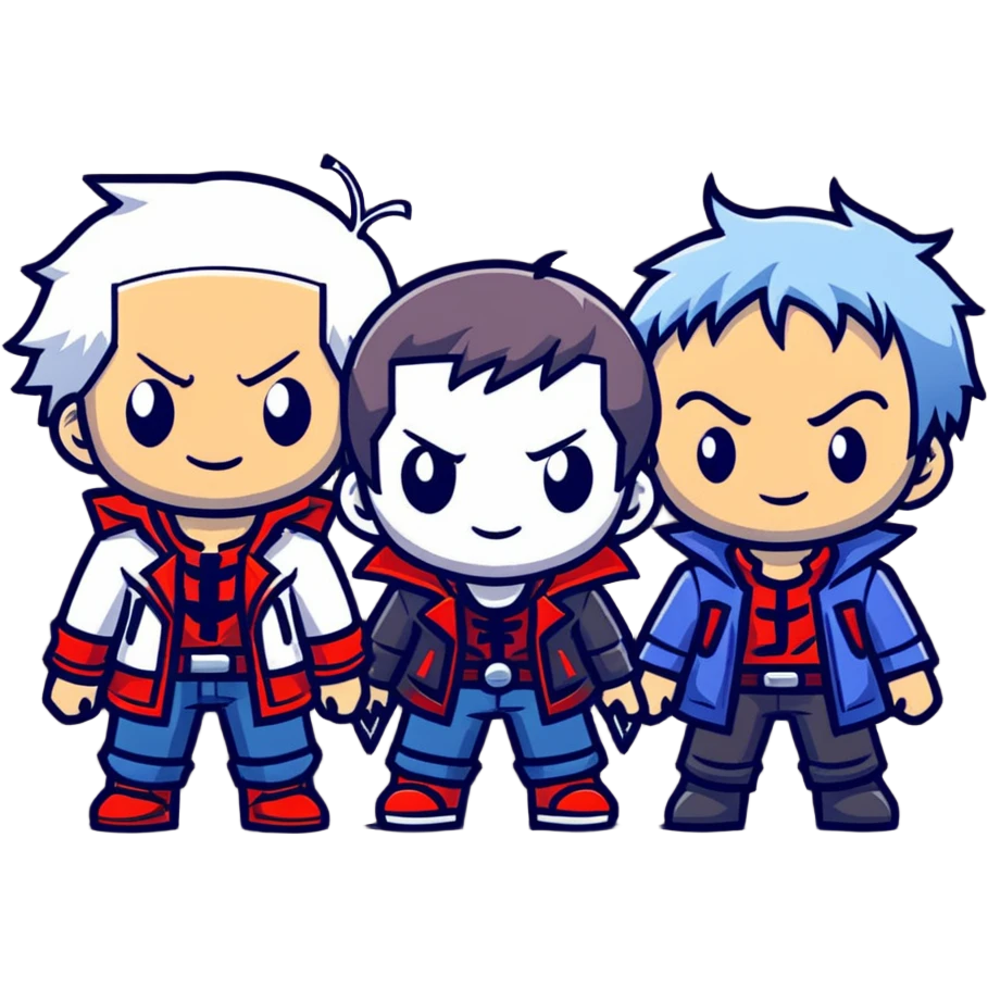 Cute chibi Devil May Cry characters, big heads, small bodies, childlike proportions emoji