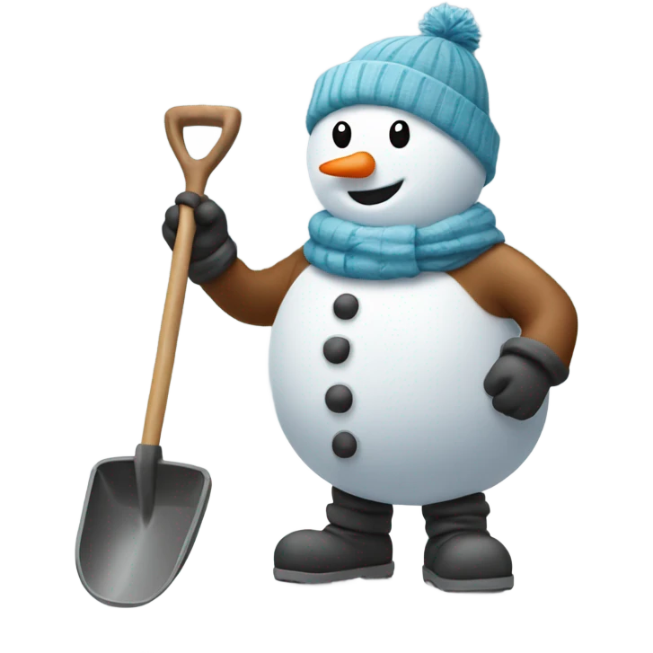 Snowman holding shovel  emoji