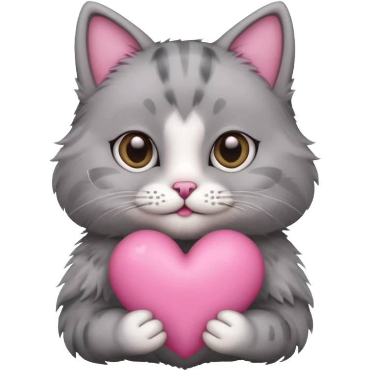 cat holding pink heart emoji
