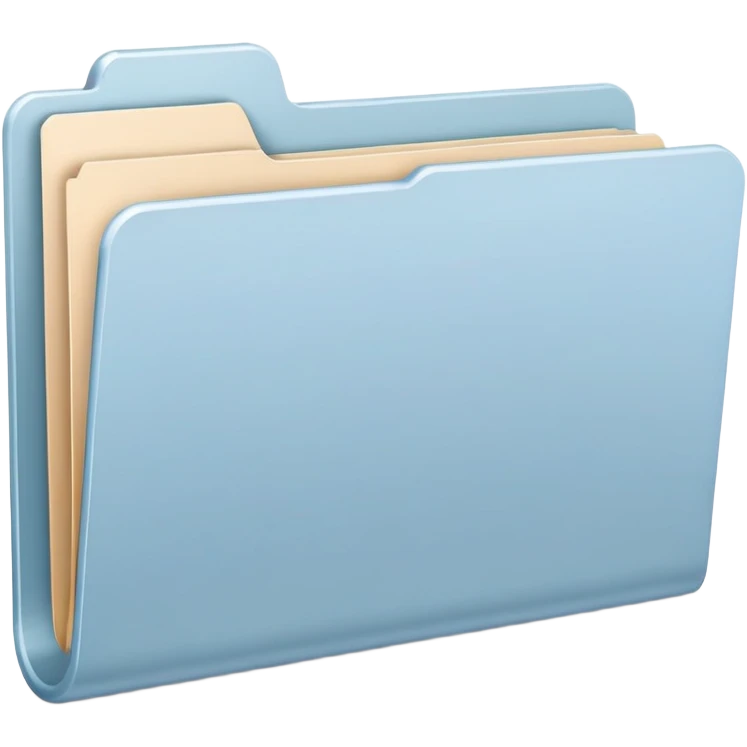 exact default Mac folder icon in light pastel blue color, tab design with shadow emoji