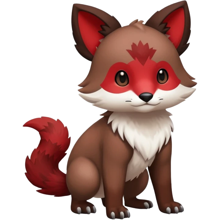 Cute cool white red dark-brown animal hybrid Fakemon full body emoji