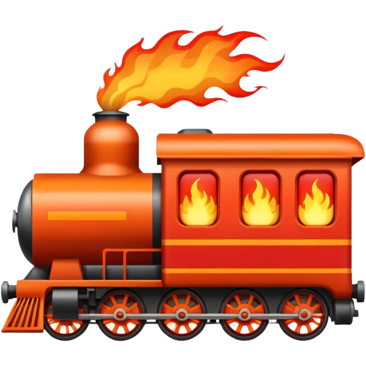 Flames all around a train emoji