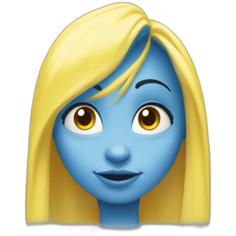 face of smurfette, blue skin, yellow hair emoji