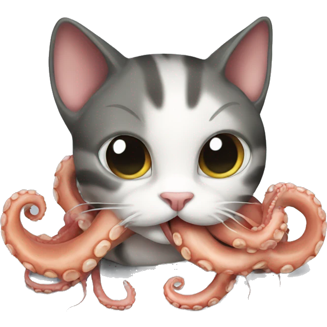 Cat eating octopus  emoji