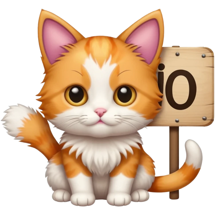 calico kitten holding a large sign emoji