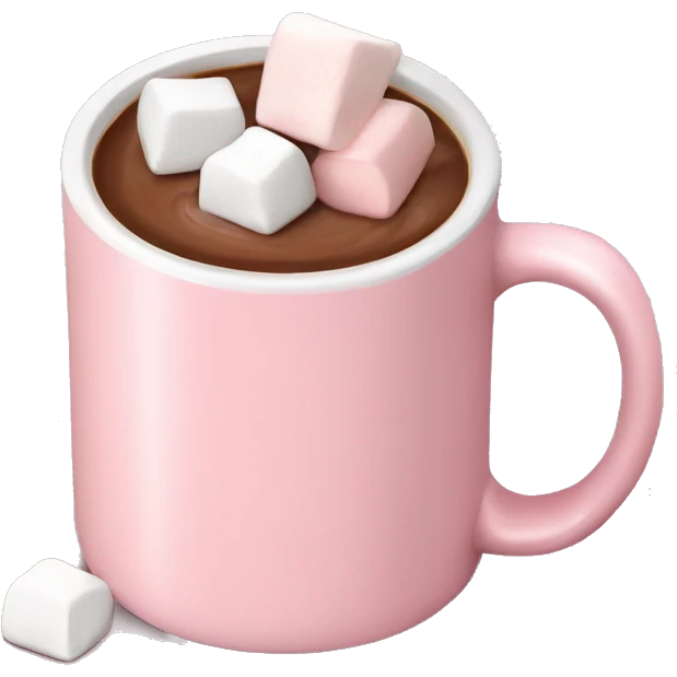 Light Pink mug of hot chocolate with marshmallows  emoji