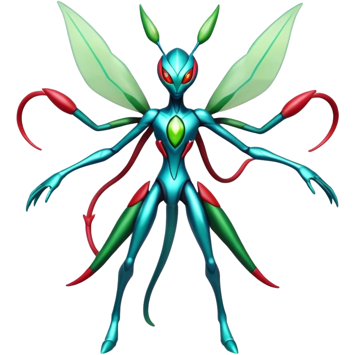  Cool Edgy Shiny Futuristic Ethereal Legendary Scizor-Deoxys-Digimon-Flygon-hybrid full body emoji