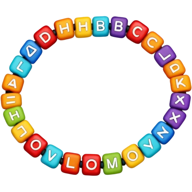 colourful beaded bracelet with alphabets emoji