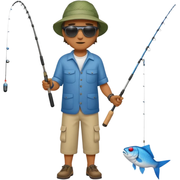 Man in motion casting a fishing rod full body emoji