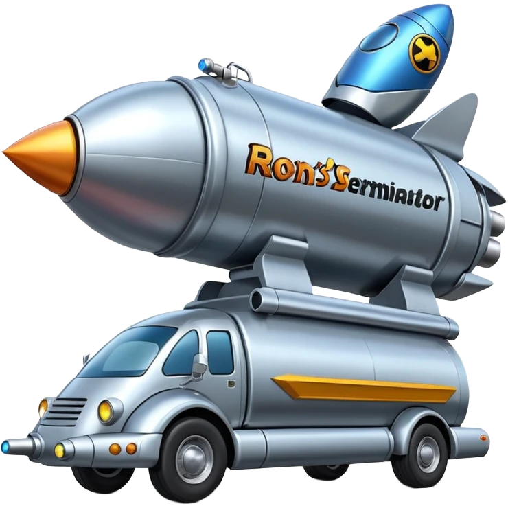 Heroic superhero SuperBug Ron’s exterminator superminator futuristic rocket-powered tall robot moving van (motto: Bombing creepy bugs is fun) emoji