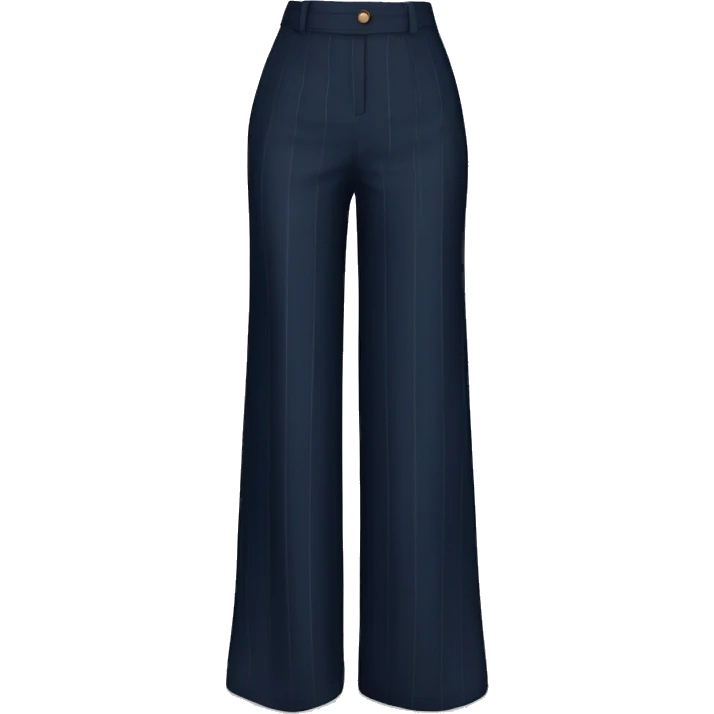 Realistic isolated side view of a pair of high waist long wide leg navy blue Pinstripe dressy casual pants. emoji