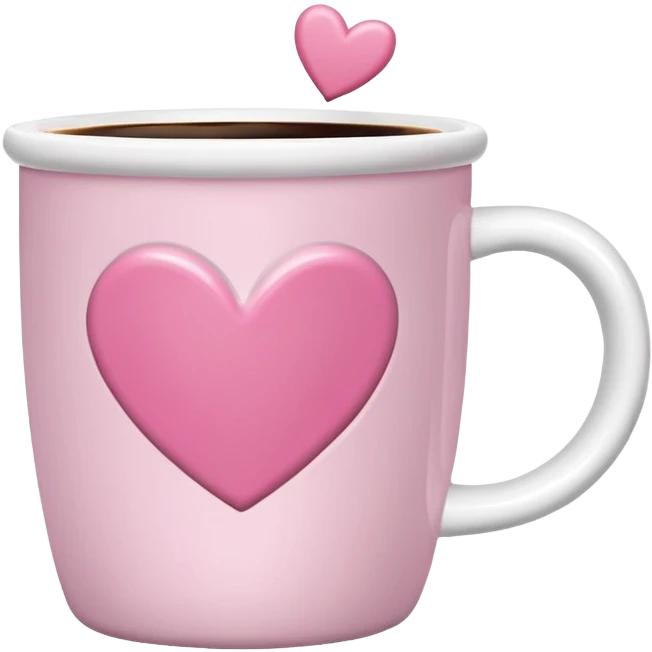 coffee cup with pink accents and hearts emoji