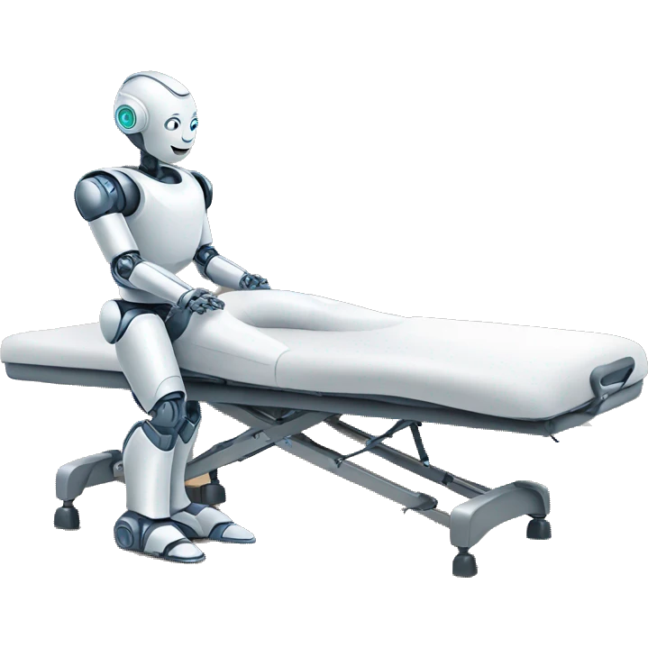 Robot giving massage on table emoji