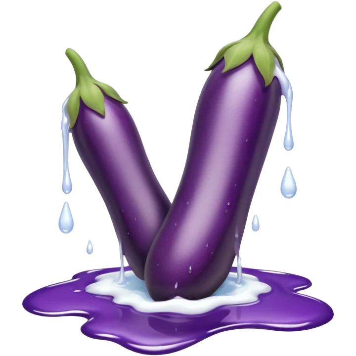 Egg plant between feet and dripping white liquid emoji