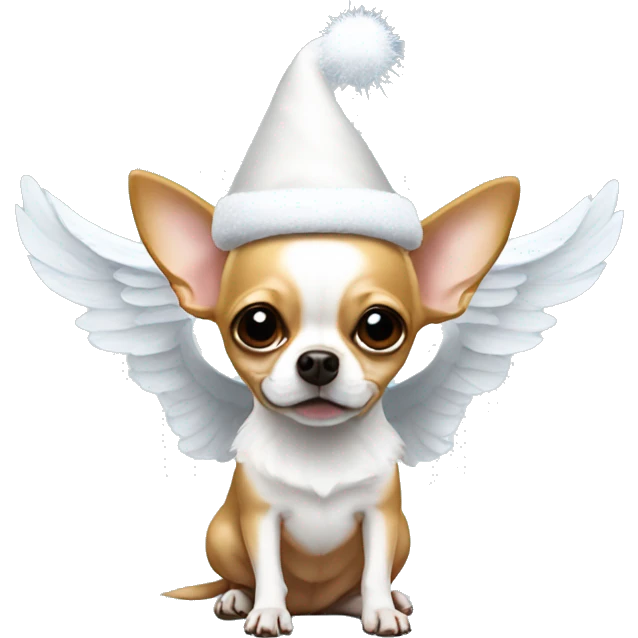 Chihuahua with Santa hat and angel wings  emoji