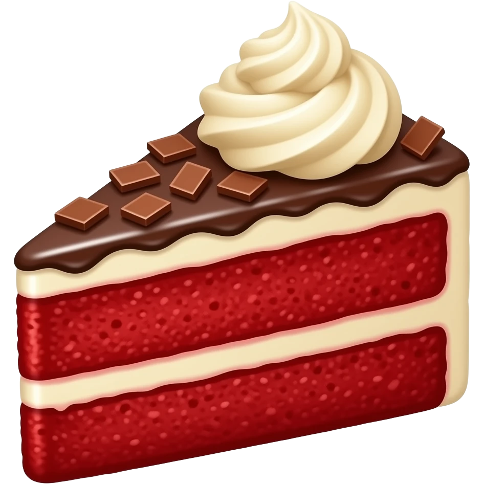 red velvet cake slice beautiful, chocolate piece on it emoji
