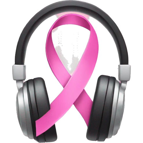 Headphone with pink ribbon emoji