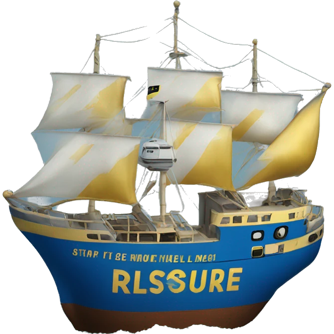 Blue and gold Rescue ship with KLCC written on side emoji