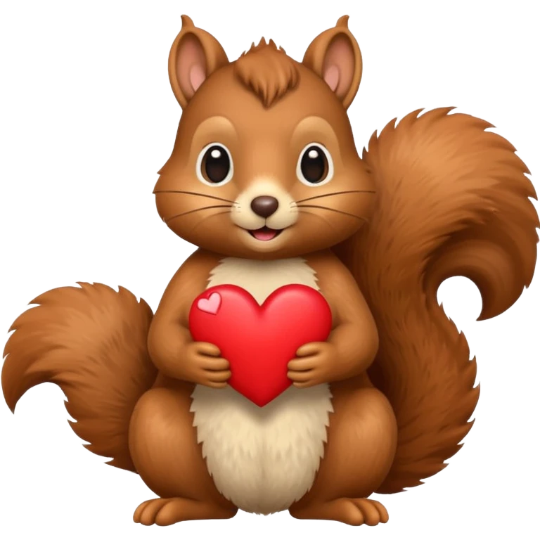 realistic-looking squirrel holding a heart, emoji style emoji