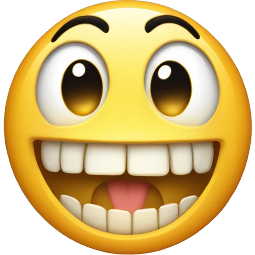 smily emoji with teeth for eyes and teeth for nose and teeth for teeth and extremely surprised expression emoji