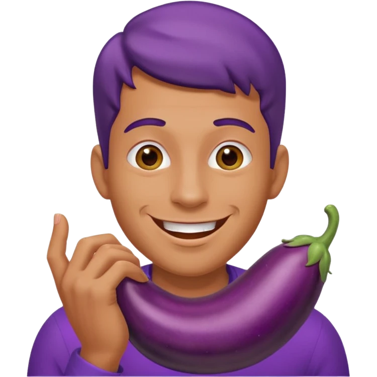 gay man emoji sucking on eggplant emoji