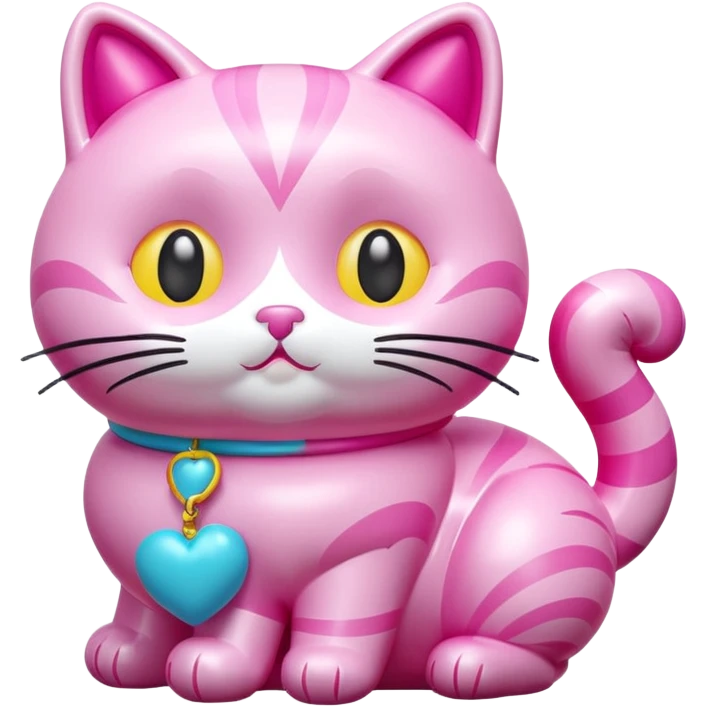 rococo kawaii style inflatable pink puffy cat sculpture  emoji
