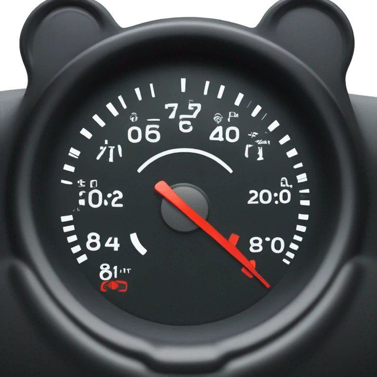 a car instrument cluster with a tachometer and a speedometer emoji