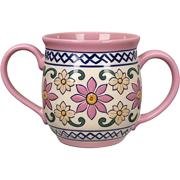 Pink white & beige Talavera mug  emoji