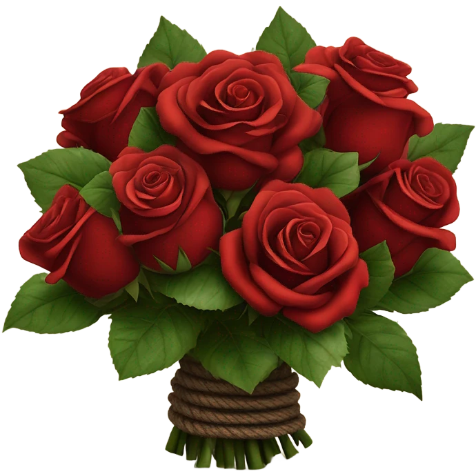 Bouquet red roses binded with rope emoji