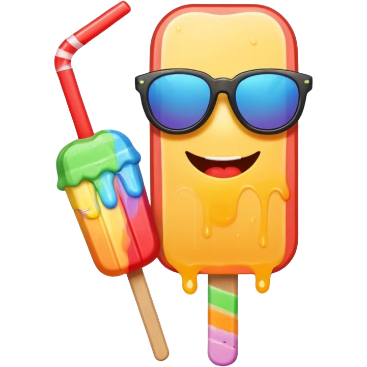 popsicle with accessories and eyes emoji