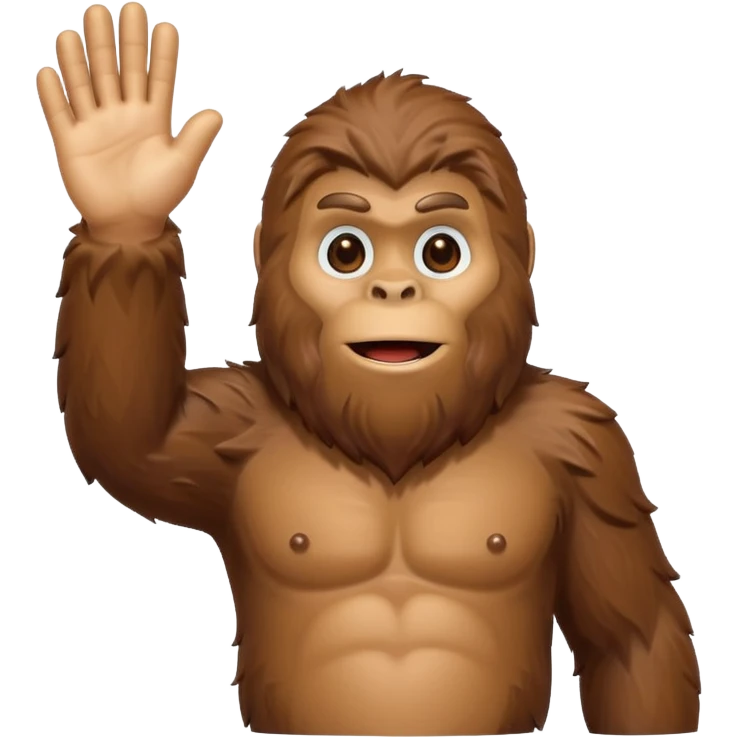 bigfoot, friendly and waving emoji