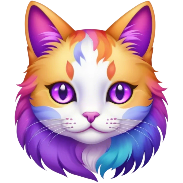 Rainbow cat with purple eyes emoji