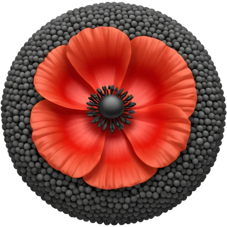 poppy seeds scatter or mound tiny round dark grey to blue-black matte subtle texture spherical minuscule natural tone variation no jar spoon baked goods or faces clean 3D soft shadows transparent background emoji scale emoji