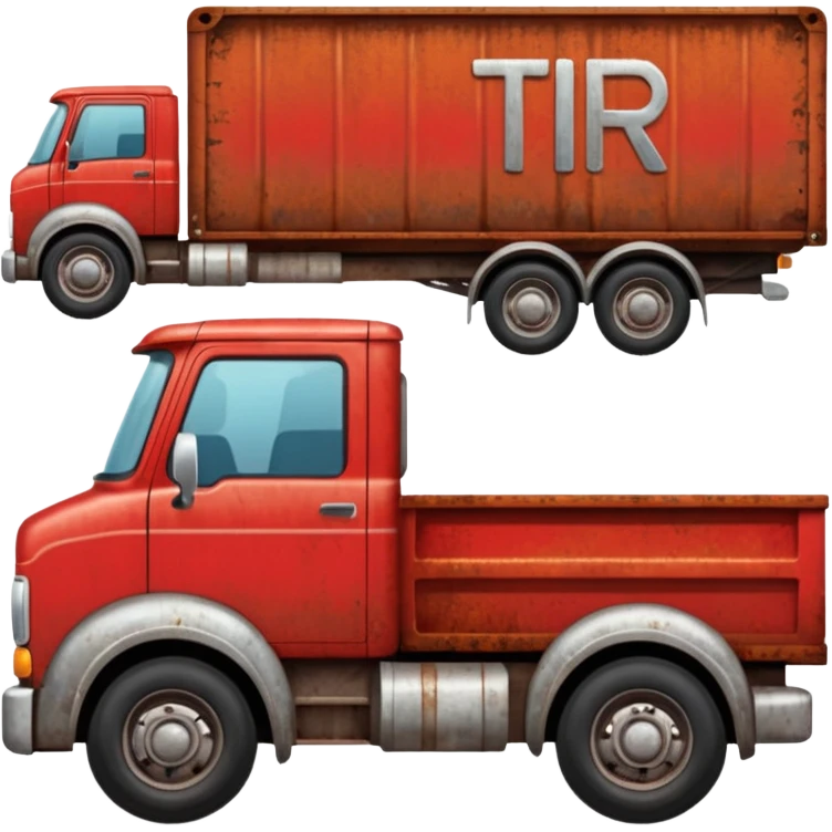 A red truck with a "TIR" plate emoji