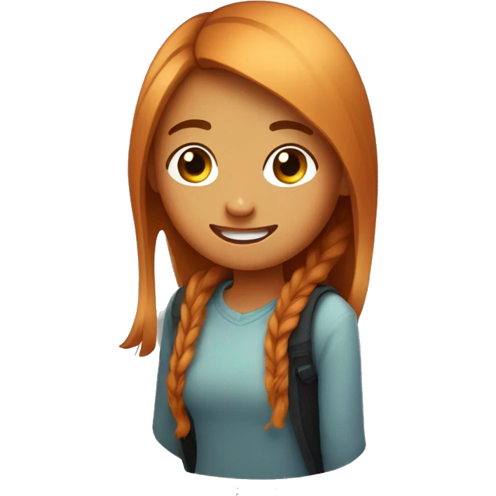 girl with gradient hair dark to ginger color, smiling but thinks it’s cringe and a tear fall down and shows a thumb up. emotion is awkward emoji