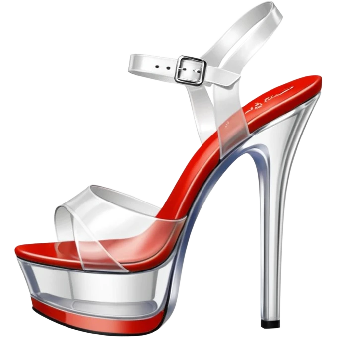 ultra realistic platform clear translucent high heel sandals,  Transparent clear bottoms emoji