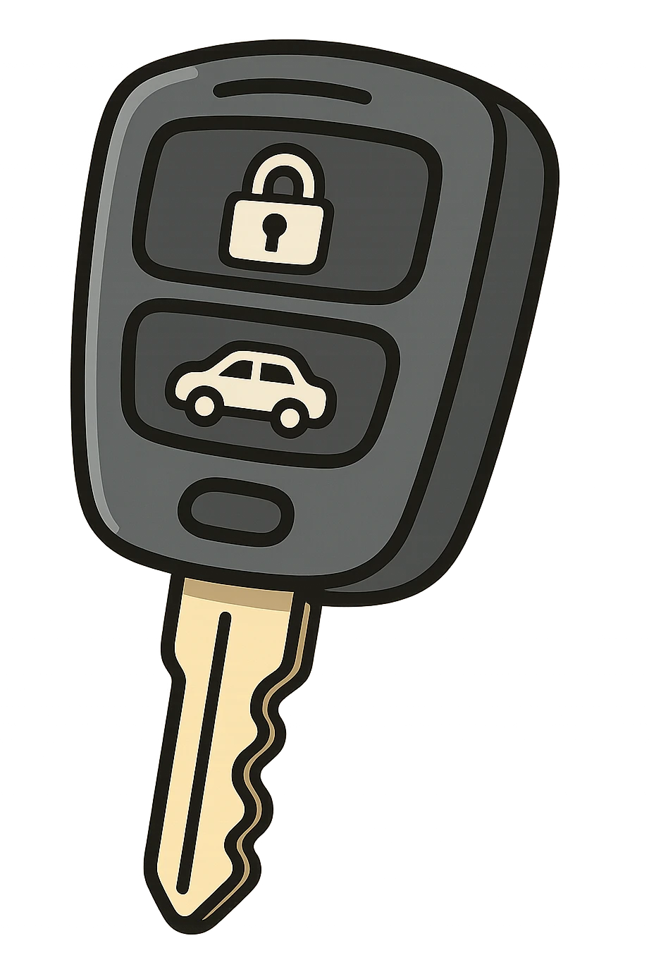 car remote key, flat icon, minimal, black and white emoji