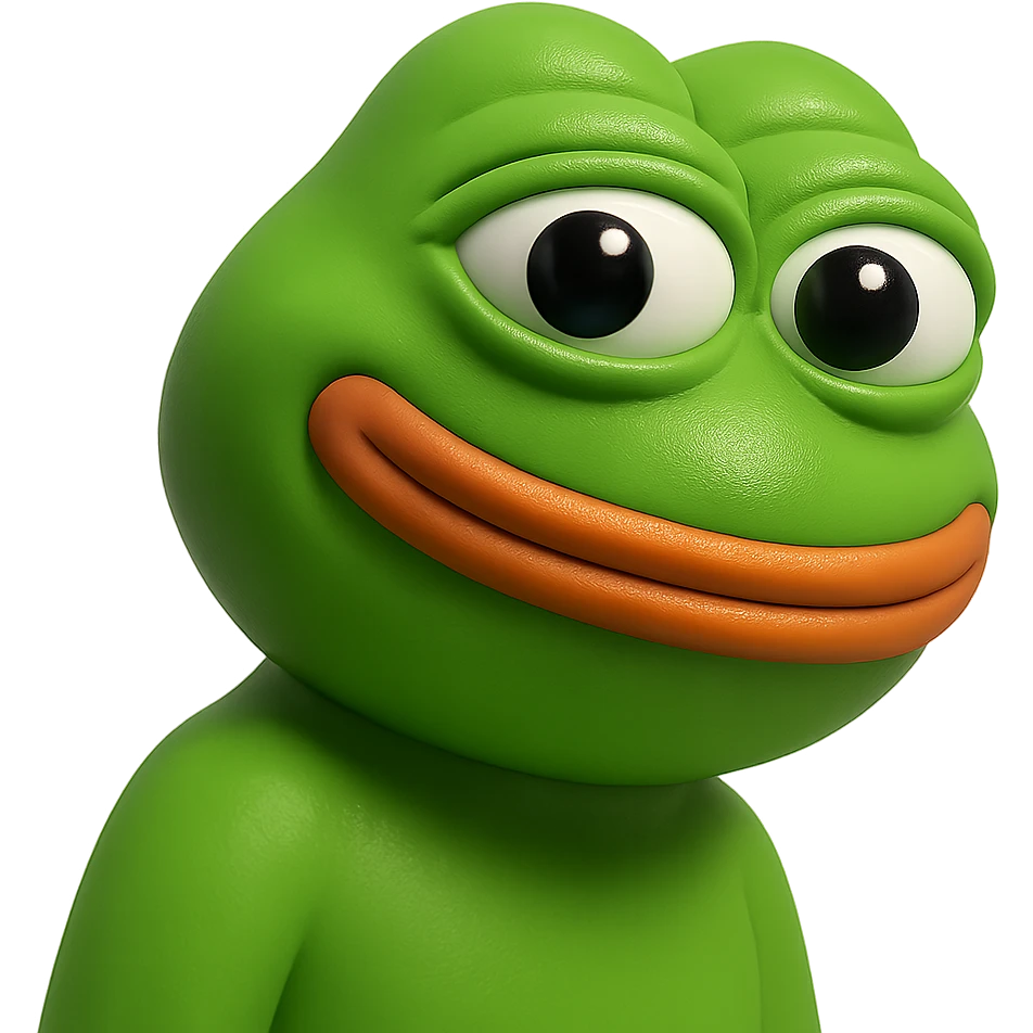 pepe in
- 3d style
- bright green
- smiling
- looking straight at the camera
- good highlights and shadows
- 30deg angled towards the right emoji